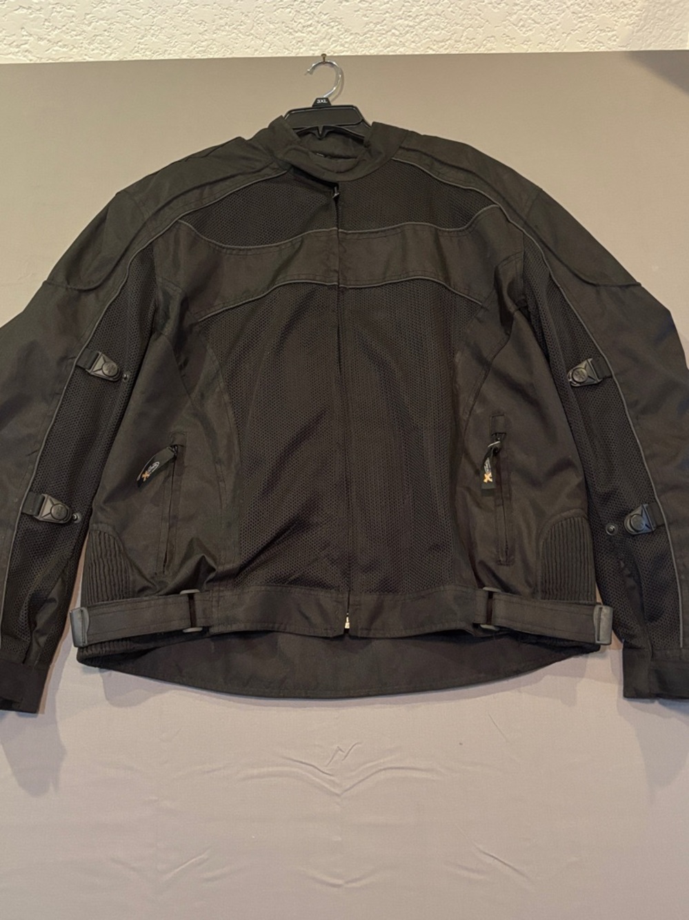 Xelement Black Mesh Motorcycle Jacket Armored Size 2XL